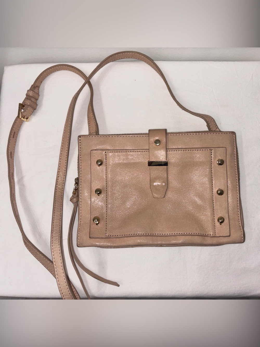Botkier Blush Tan Leather Crossbody with Gold Hardware